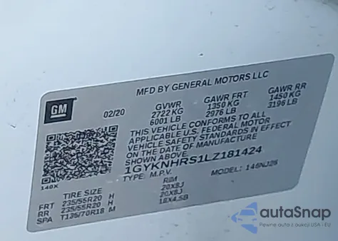 2020 Cadillac Xt5 Awd Sport from USA, damaged, VIN 1GYKNHRS1LZ181424